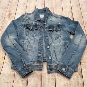 KanCan Los Angeles Womens Distressed Denim Jacket Medium Wash KC7277M Size S
